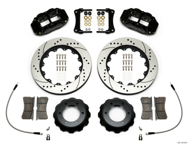 Wilwood Narrow Superlite Black 6R Front Kit 14in Drilled Rotor w/ Lines 05-15 Toyota Tacoma