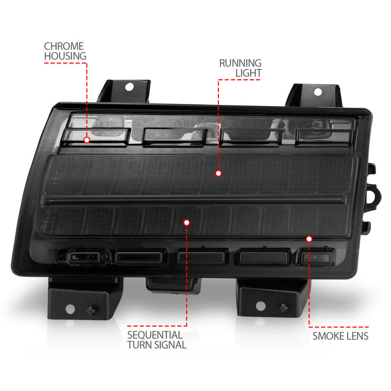 ANZO Wrangler 18-21/Gladiator 20+ LED Side Marker Lights Smoke w Sequential Signal