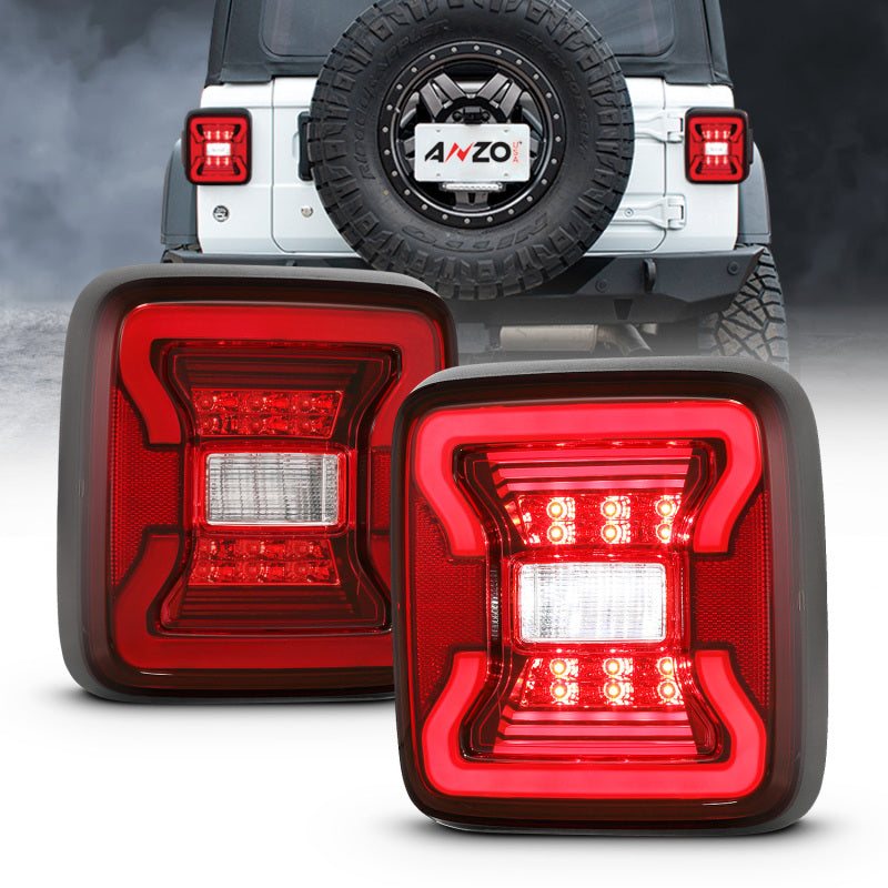 ANZO 18-19 Jeep Wrangler JL LED Taillights Black