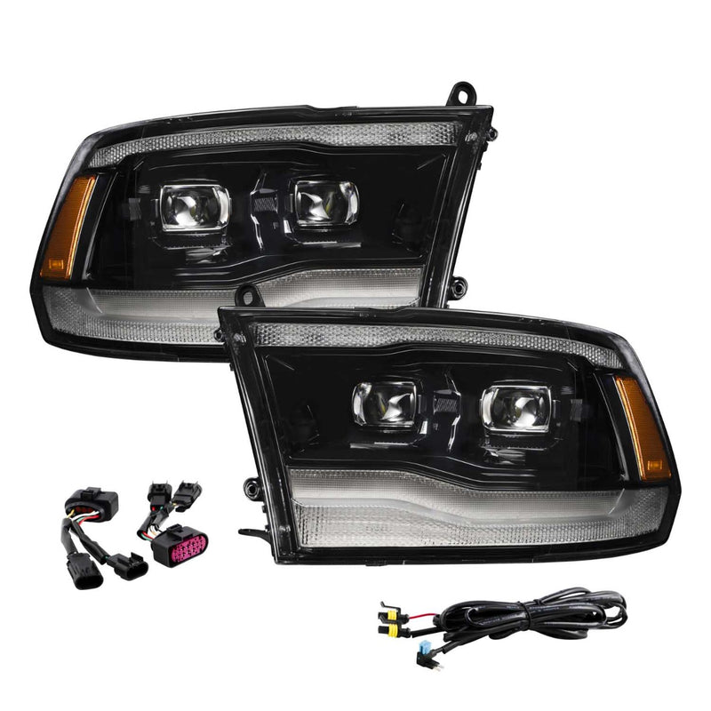 09-18 Ram 1500/2500/3500 and 19+ Ram 1500 Classic Sequential LED Projector Headlights Pair Form Lighting