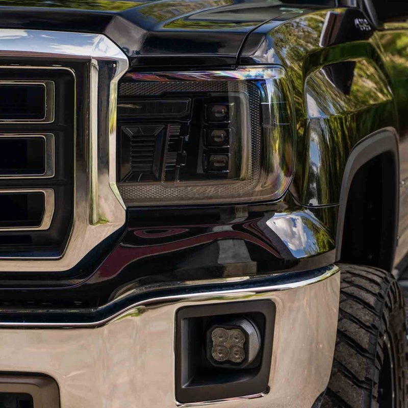 2014-2018 GMC Sierra 1500 and 2015-2019 GMC Sierra 2500/3500 LED Projector Headlights, Amber DRL Pair Form Lighting