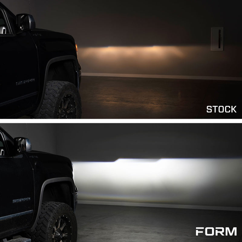 2014-2018 GMC Sierra 1500 and 2015-2019 GMC Sierra 2500/3500 LED Projector Headlights, Amber DRL Pair Form Lighting