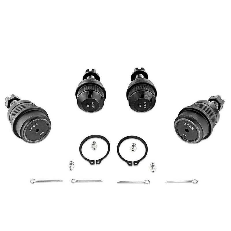 Apex Chassis Heavy Duty Ball Joint Kit Fits: 07-18 Jeep Wrangler JK  99-04 Jeep Grand Cherokee Includes: 2 Upper & 2 Lower