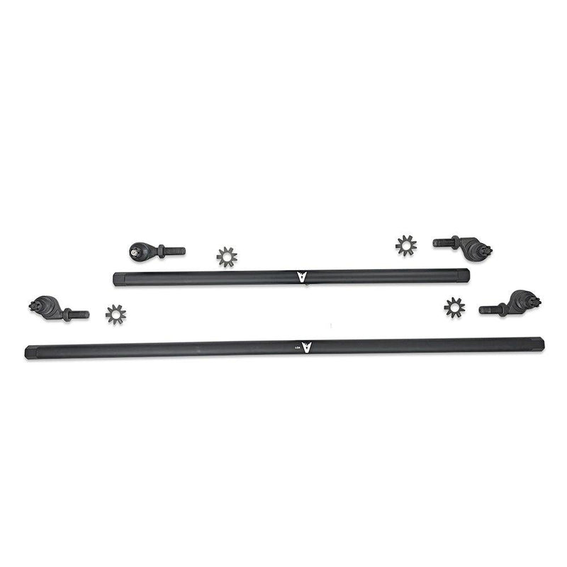 Apex Chassis Heavy Duty 1 Ton Tie Rod & Drag Link Assembly in Black Aluminum Fits: 07-18 Jeep Wrangler JK JKU Rubicon Sahara Sport. Note this NO-FLIP kit fits vehicles with a lift of 3.5 inches or less