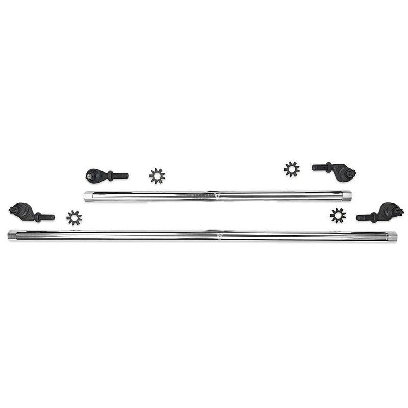 Apex Chassis Heavy Duty 1 Ton Tie Rod & Drag Link Assembly in Polished Aluminum Fits: 07-18 Jeep Wrangler JK JKU Rubicon Sahara Sport.  Note this NO-FLIP kit fits vehicles with a lift of 3.5 inches or less