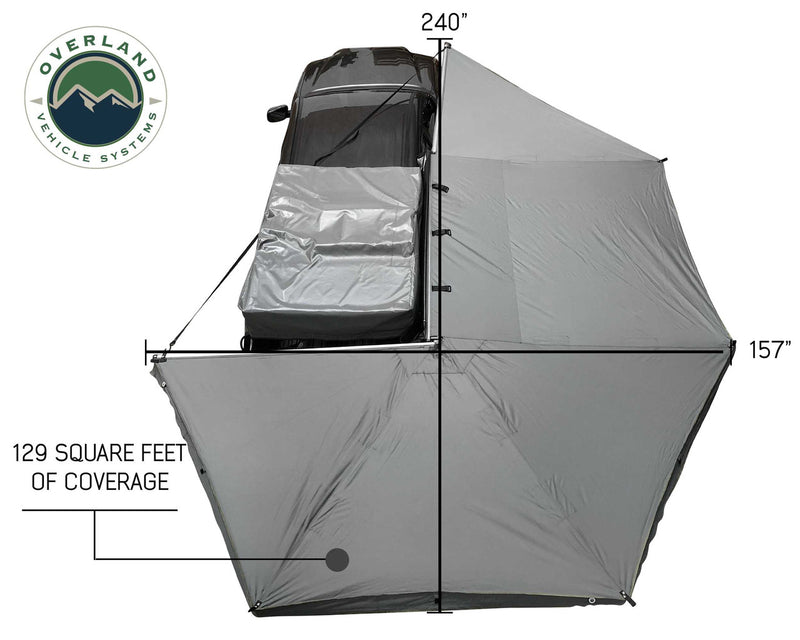 Nomadic Awning 270 Degree - Passenger Side Dark Gray Awning With Black Cover Overland Vehicle Systems