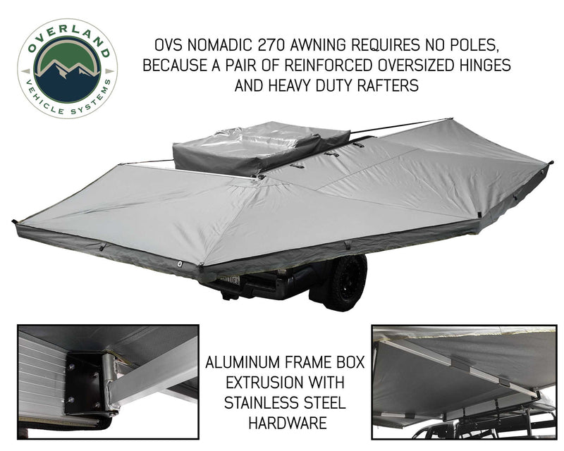 Nomadic Awning 270 Degree - Passenger Side Dark Gray Awning With Black Cover Overland Vehicle Systems