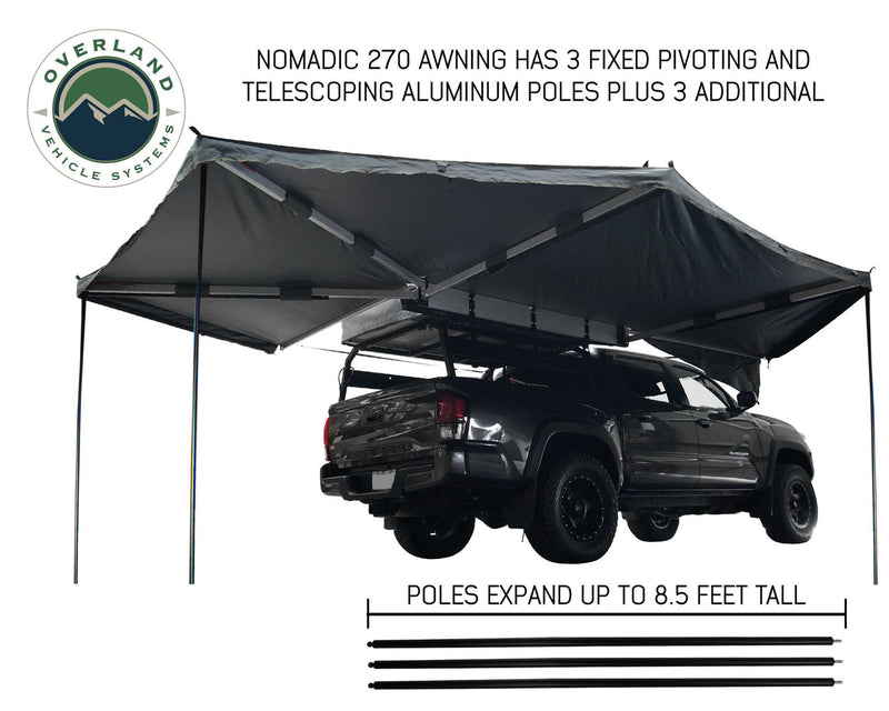 Nomadic Awning 270 Degree - Passenger Side Dark Gray Awning With Black Cover Overland Vehicle Systems