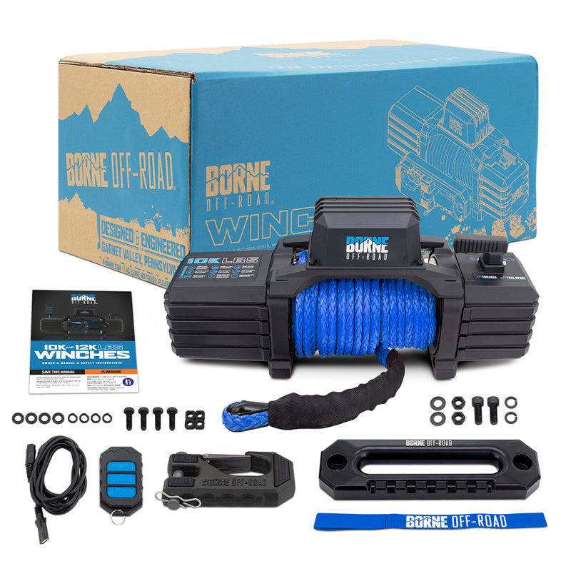 Borne Off-Road 10K Winch - Blue Synthetic Rope