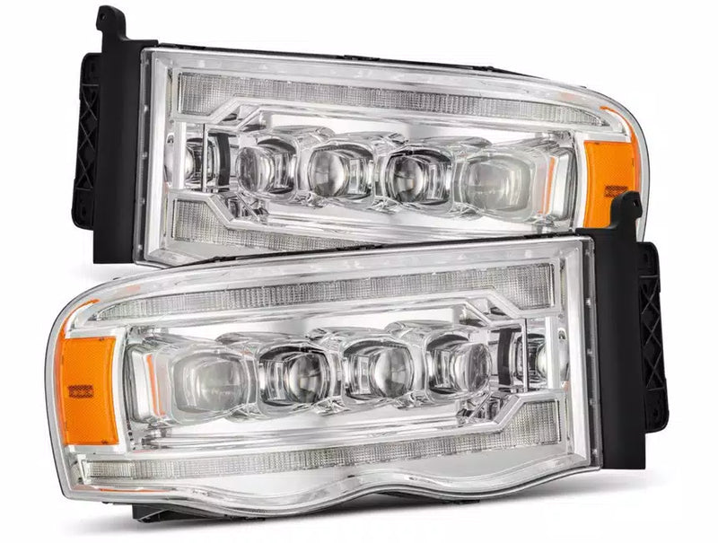 AlphaRex 02-05 Dodge Ram 1500 NOVA LED Proj Headlights Plank Style Chrome w/Activ Light/Seq Signal