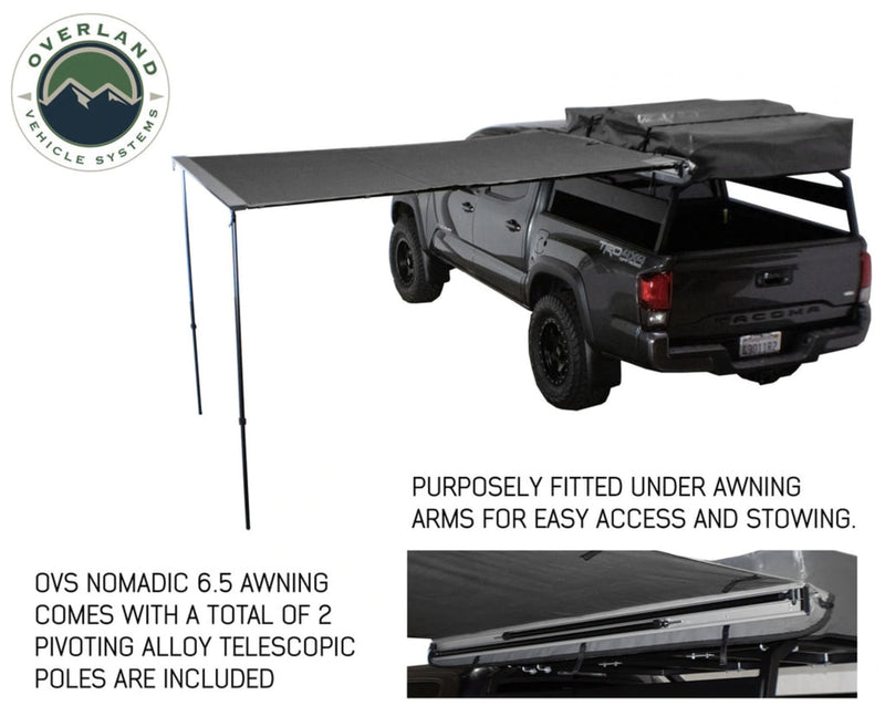 Awning 2.0-6.5 Foot With Black Cover Universal Nomadic Overland Vehicle Systems