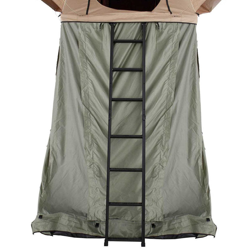 LD TMBK 3 Roof Top Tent With Annex Tan Base With Green Rain Fly Black Aluminum Base, Black Ladder