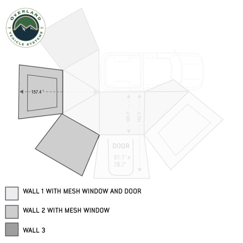 Nomadic Awning 270 Passenger Side Wall 2 With Window Overland Vehicle Systems