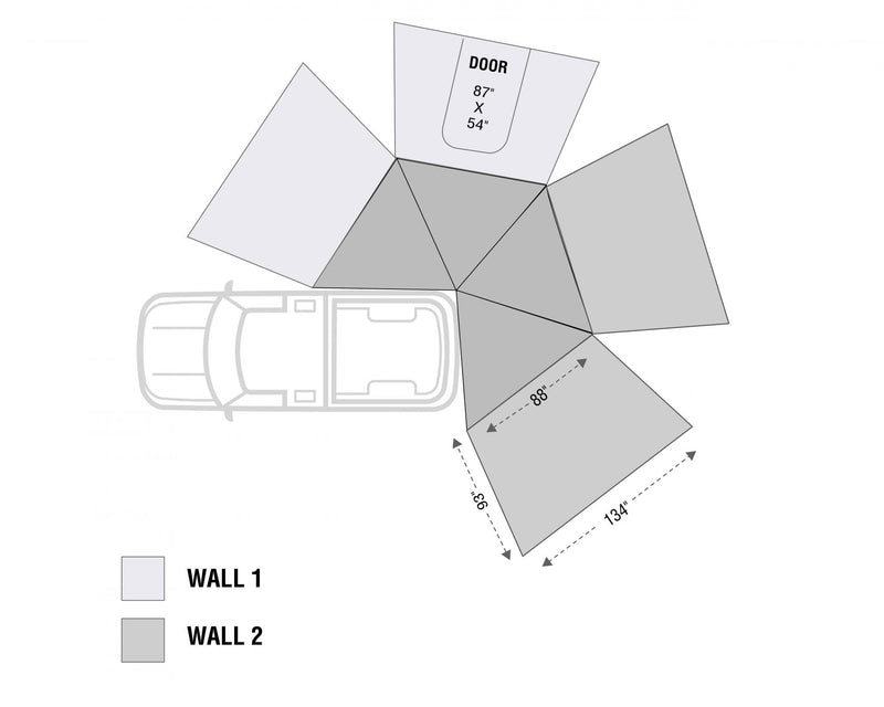 Nomadic 270 LT Awning Wall 1 Passenger Side Overland Vehicle Systems