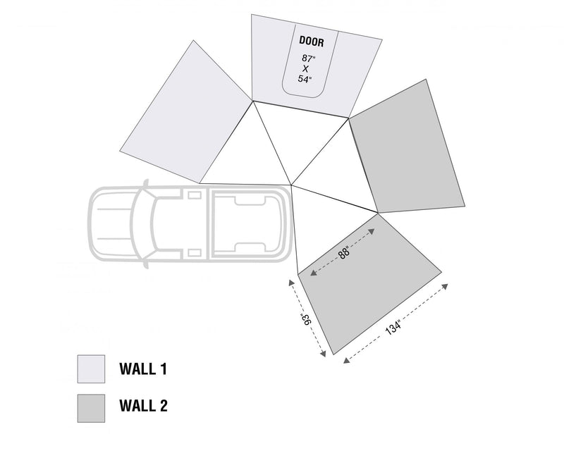 Nomadic 270 LT Awning Wall 2 Passenger Side Overland Vehicle Systems