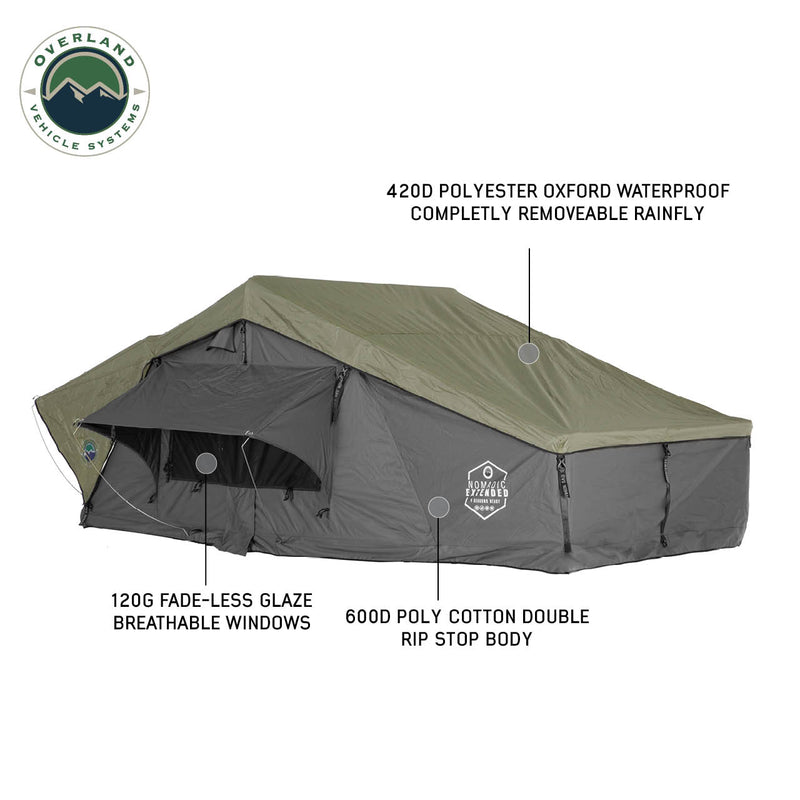 HD Nomadic N4E Soft Sided Roof Top Tent 4 Person Grey Body & Green Rainfly