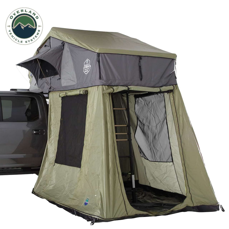 Nomadic 2 Roof Top Tent Annex Green Base With Black Floor and Travel Cover Overland Vehicle Systems