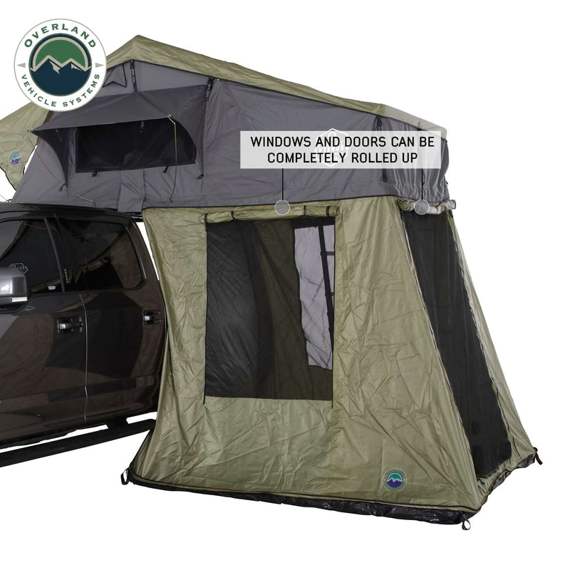 Nomadic 2 Roof Top Tent Annex Green Base With Black Floor and Travel Cover Overland Vehicle Systems