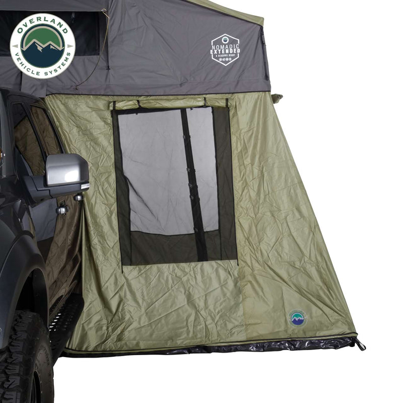 Nomadic 2 Roof Top Tent Annex Green Base With Black Floor and Travel Cover Overland Vehicle Systems