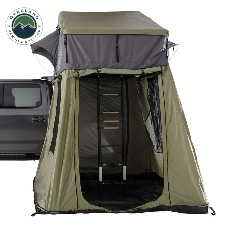 Nomadic 2 Roof Top Tent Annex Green Base With Black Floor and Travel Cover Overland Vehicle Systems