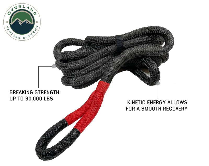 Brute Kinetic Recovery Strap 1 Inch x 30 Feet With Storage Bag - 30 Percent stretch Overland Vehicle Systems