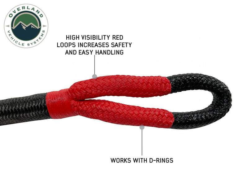 Brute Kinetic Recovery Strap 1 Inch x 30 Feet With Storage Bag - 30 Percent stretch Overland Vehicle Systems