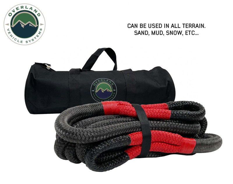 Brute Kinetic Recovery Strap 1 Inch x 30 Feet With Storage Bag - 30 Percent stretch Overland Vehicle Systems