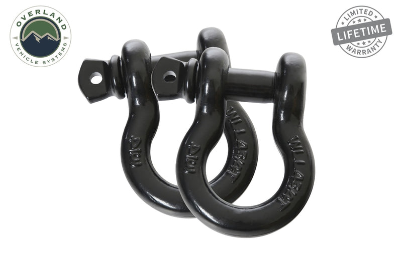 Recovery Shackle 3/4 Inch 4.75 Ton Steel Black Sold In Pairs Overland Vehicle Systems