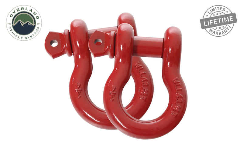 Recovery Shackle 3/4 Inch 4.75 Ton Steel Red Sold In Pairs Overland Vehicle Systems