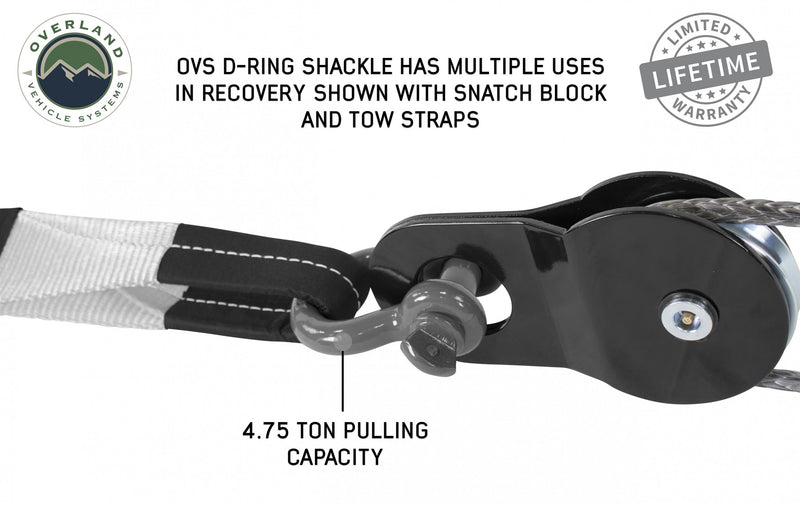 Recovery Shackle 3/4 Inch 4.75 Ton - Gray - Sold In Pairs Overland Vehicle Systems