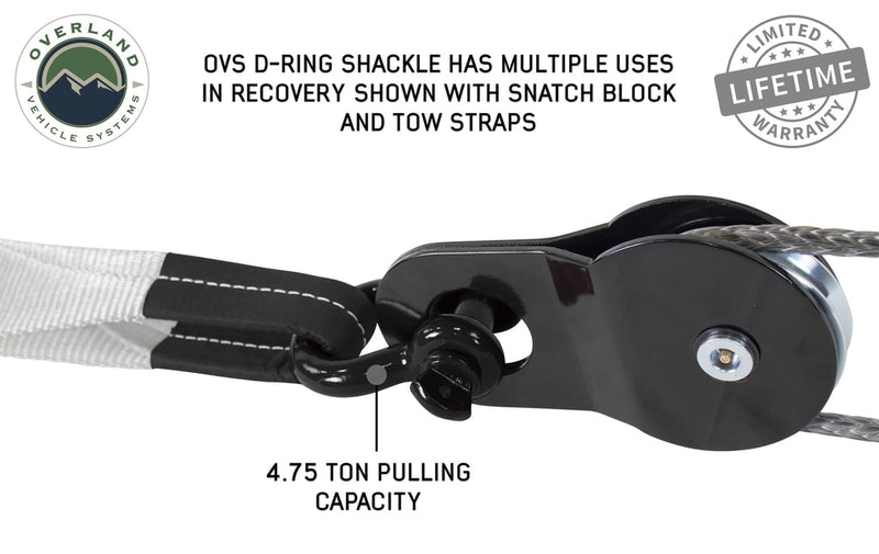 Recovery Shackle 3/4 Inch 4.75 Ton Steel Gloss Black Overland Vehicle Systems