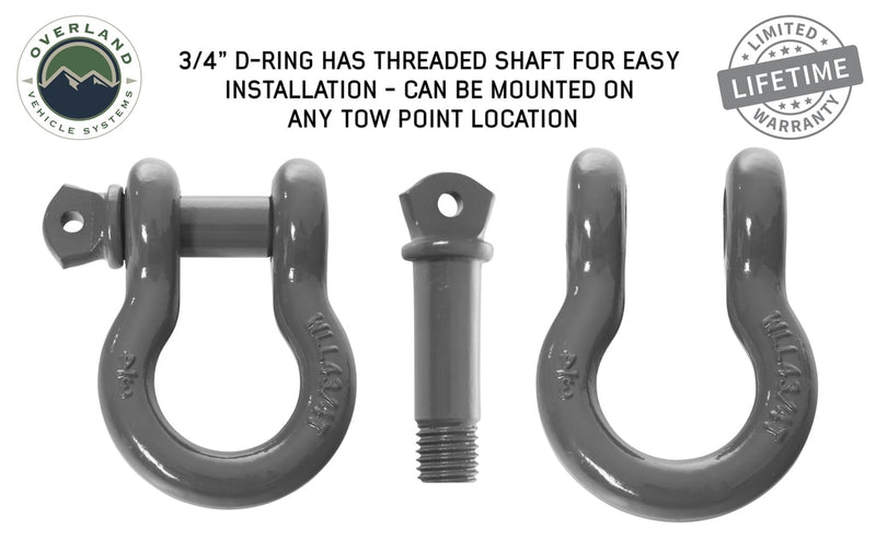 Recovery Shackle 3/4 Inch 4.75 Ton Gray Universal Overland Vehicle Systems