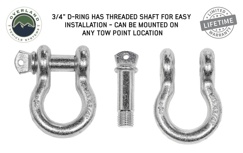 Recovery Shackle 3/4 Inch 4.75 Ton Steel Zinc Overland Vehicle Systems