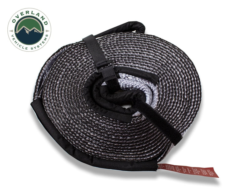 Tow Strap 30,000 lb 3 Inch x 30 foot Gray With Black Ends & Storage Bag Overland Vehicle Systems