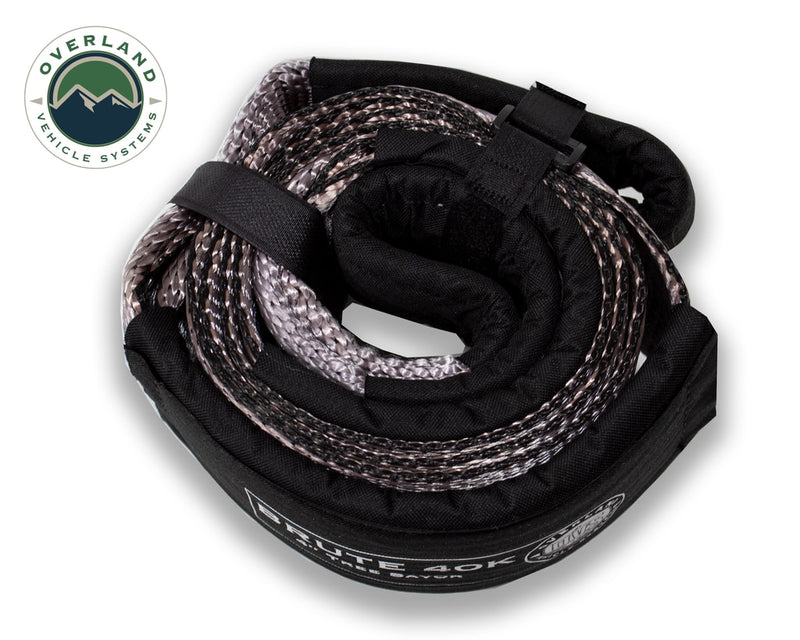 Tow Strap 40,000 lb 4 Inch x 8 Foot Gray With Black Ends & Storage Bag Universal Overland Vehicle Systems