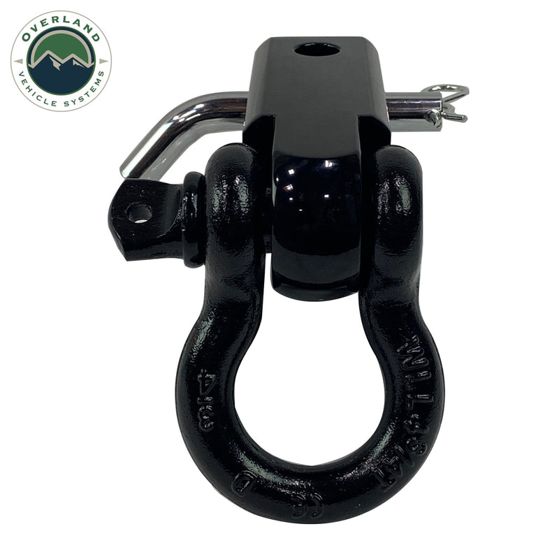 Receiver Mount Recovery Shackle 3/4 Inch 4.75 Ton With Dual Hole Black Universal Overland Vehicle Systems