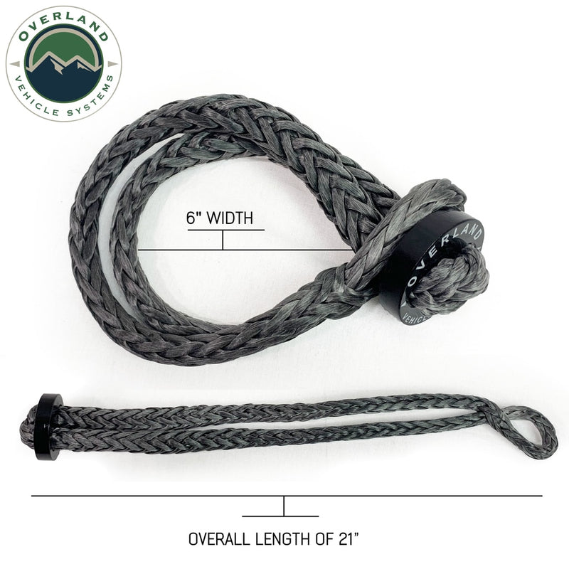 22 Inch Soft Shackle 7/16 Inch Diameter Soft Shackle Recovery 41,000 lb. With 2.5 Inch Steel Collar and Storage Bag Universal Overland Vehicle Systems