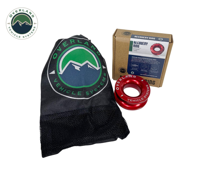 Recovery Ring 2.5 Inch 10,000 lb. Red With Storage Bag Overland Vehicle Systems