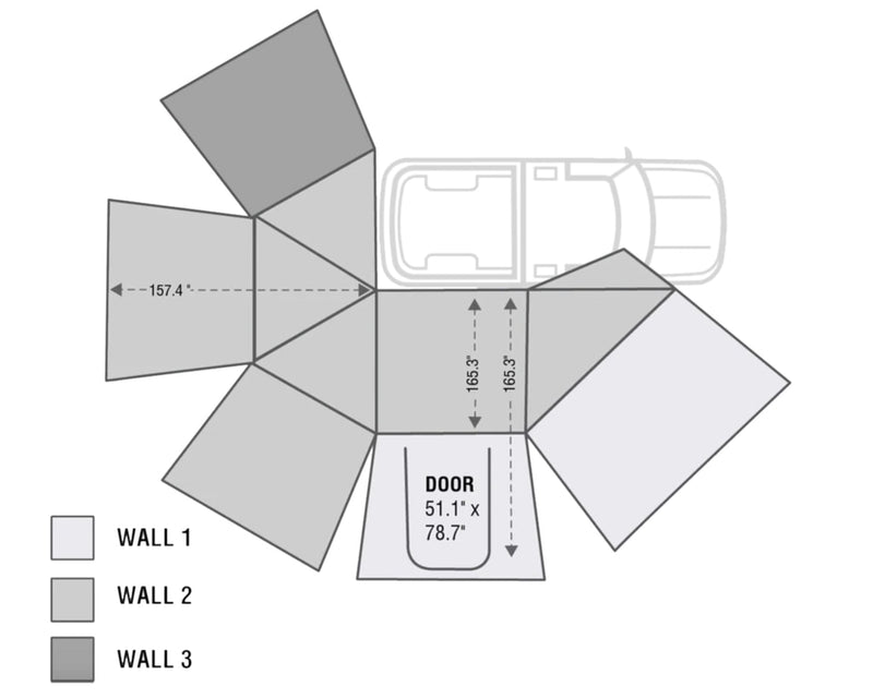 Awning 270 Degree Awning and Wall 1, 2, & 3, W/Mounting Brackets Passenger Side Nomadic Overland Vehicle Systems