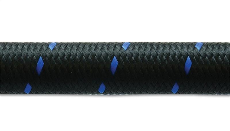 Vibrant -6 AN Two-Tone Black/Blue Nylon Braided Flex Hose (10 foot roll)