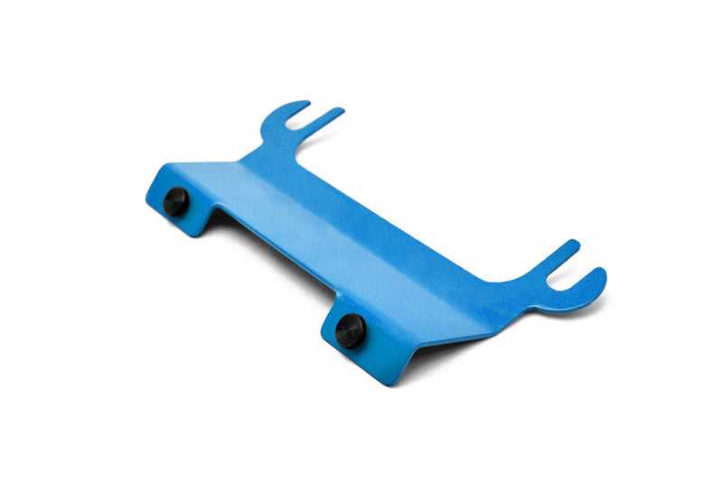 Fits Jeep JK, 2007-2018.  License Plate Relocation Bracket for Steinjager Tube Bumper with Hawse Fairlead.  Playboy Blue. 