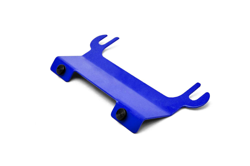 Fits Jeep JK, 2007-2018.  License Plate Relocation Bracket for Steinjager Tube Bumper with Roller Fairlead.  Southwest Blue. 
