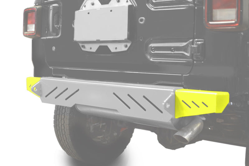 Fits Jeep Wrangler, JL 2018-Present, Rear Bumper End Caps ONLY.  Powder Coated Neon Yellow.