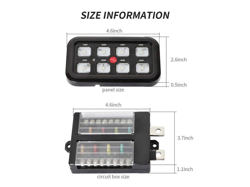 Vehicle Accessory 8 Switch Control System Blue Backlighting Cali Raised LED