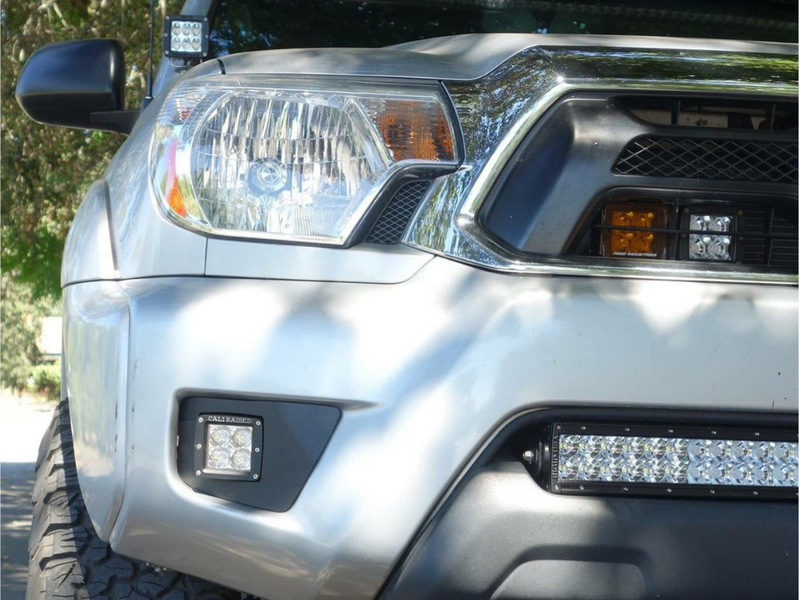 12-15 Toyota Tacoma LED Fog Light Pod Replacements Brackets Kit 3X2 18W LED Pods Cali Raised LED