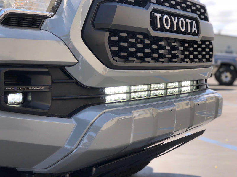 16-21 Tacoma 32 Inch Lower Bumper Hidden LED Light Bar Kit 5D Optic 32 inch OSRAM LED Bar Combo Beam Bumper Light Bar Blue Backlight Small Cali Raised LED