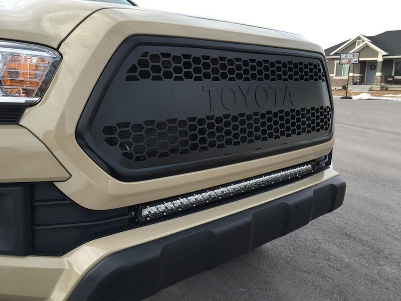 16-21 Tacoma 32 Inch Lower Bumper Flush Slim Light Bar Kit 32 inch OSRAM LED Single Light Bar Bumper Light Bar Blue Backlight Tall Cali Raised LED