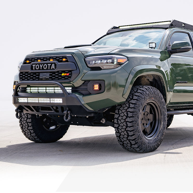 16-Up Tacoma Stealth Bumper 32 Inch LED Bar Combo Beam Bumper Light Bar-Blue-Small Relocation Mounts Only Bumper Light Bar Switch No Winch No D-Ring Cali Raised LED