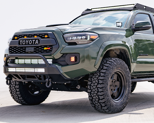 16-Up Tacoma Stealth Bumper 32 Inch LED Bar Spot Beam No Switch No 2nd LED Bar No Winch No D-Ring Cali Raised LED