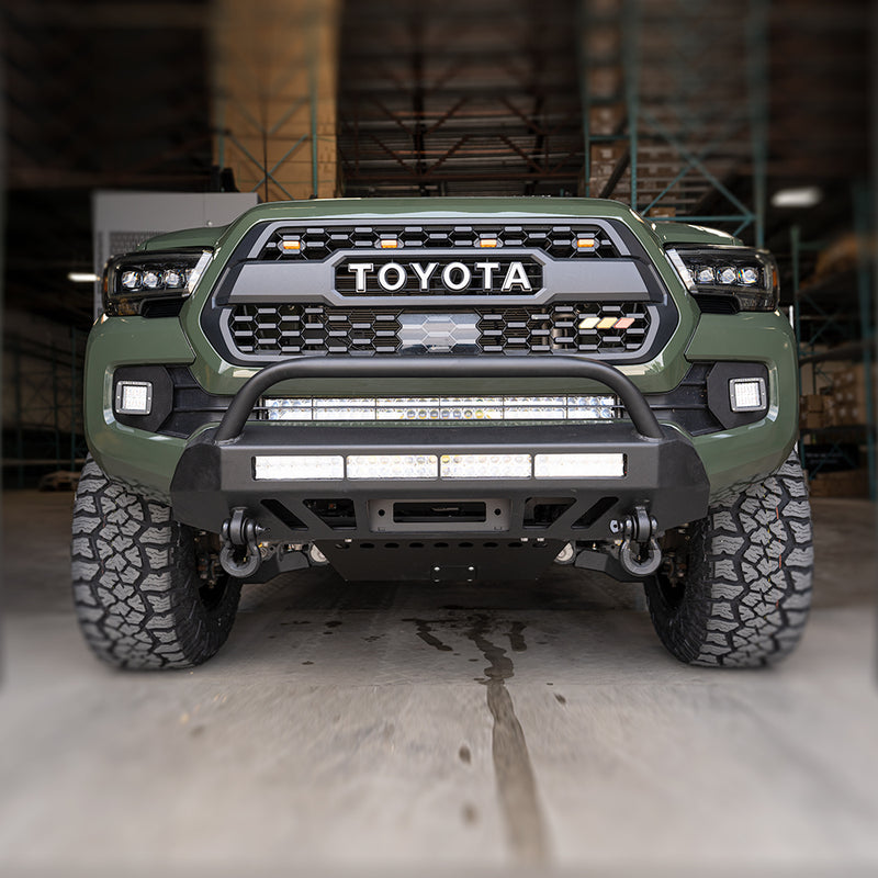 16-Up Tacoma Stealth Bumper 32 Inch LED Bar Spot Beam No Switch No 2nd LED Bar No Winch No D-Ring Cali Raised LED